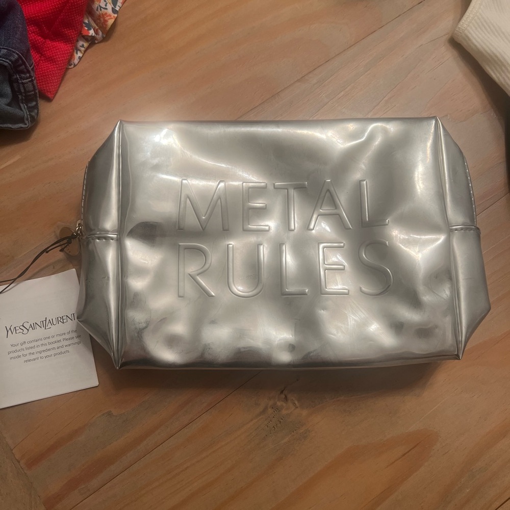 Yves Saint Laurent Metallic Silver Toiletry Bag